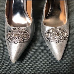 Badgley Mischka Silver Embellished Heels